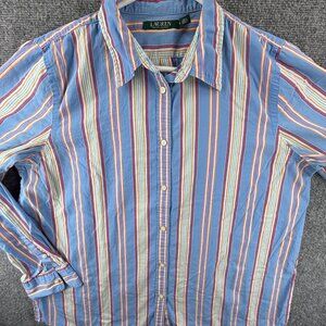Lauren Ralph Lauren Striped Glue Red Button Up Shirt Size 16 Plus Woven Adult